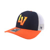 Las Vegas Aviators '47 Brand LV Navy/Orange/White Side Note Trucker Snapback Hat