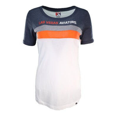 Women's Las Vegas Aviators New Era LVA White/Orange/Gray/Navy Bi-Blend Short Sleeve T-Shirt