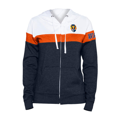 Women's Las Vegas Aviators New Era Left Chest Aviator Navy/Orange/White Full Zip Hoodie