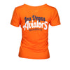 Women's Las Vegas Aviators New Era Aviator/LVA Baseball Orange Front Knot Short Sleeve T-Shirt