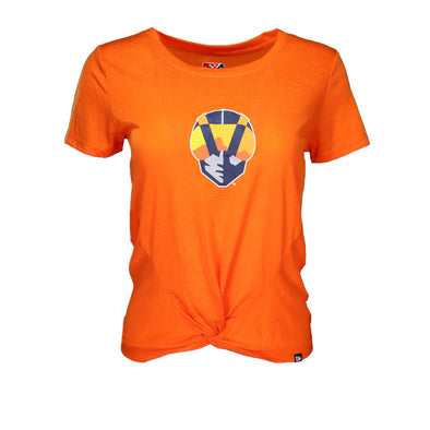 Women's Las Vegas Aviators New Era Aviator/LVA Baseball Orange Front Knot Short Sleeve T-Shirt