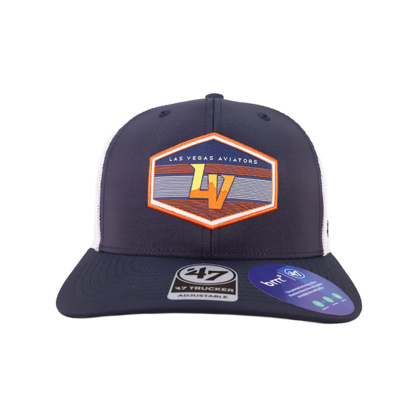 Las Vegas Aviators '47 Brand LV Patch Navy Burgess Trucker Snapback Hat