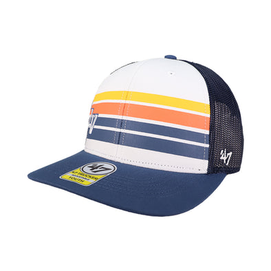 Kids' Las Vegas Aviators '47 Brand LV Striped White/Navy Cove Trucker Snapback Hat