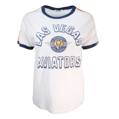 Women's Las Vegas Aviators '47 Brand LVA Retro Logo Sand Sweet White Short Sleeve T-Shirt