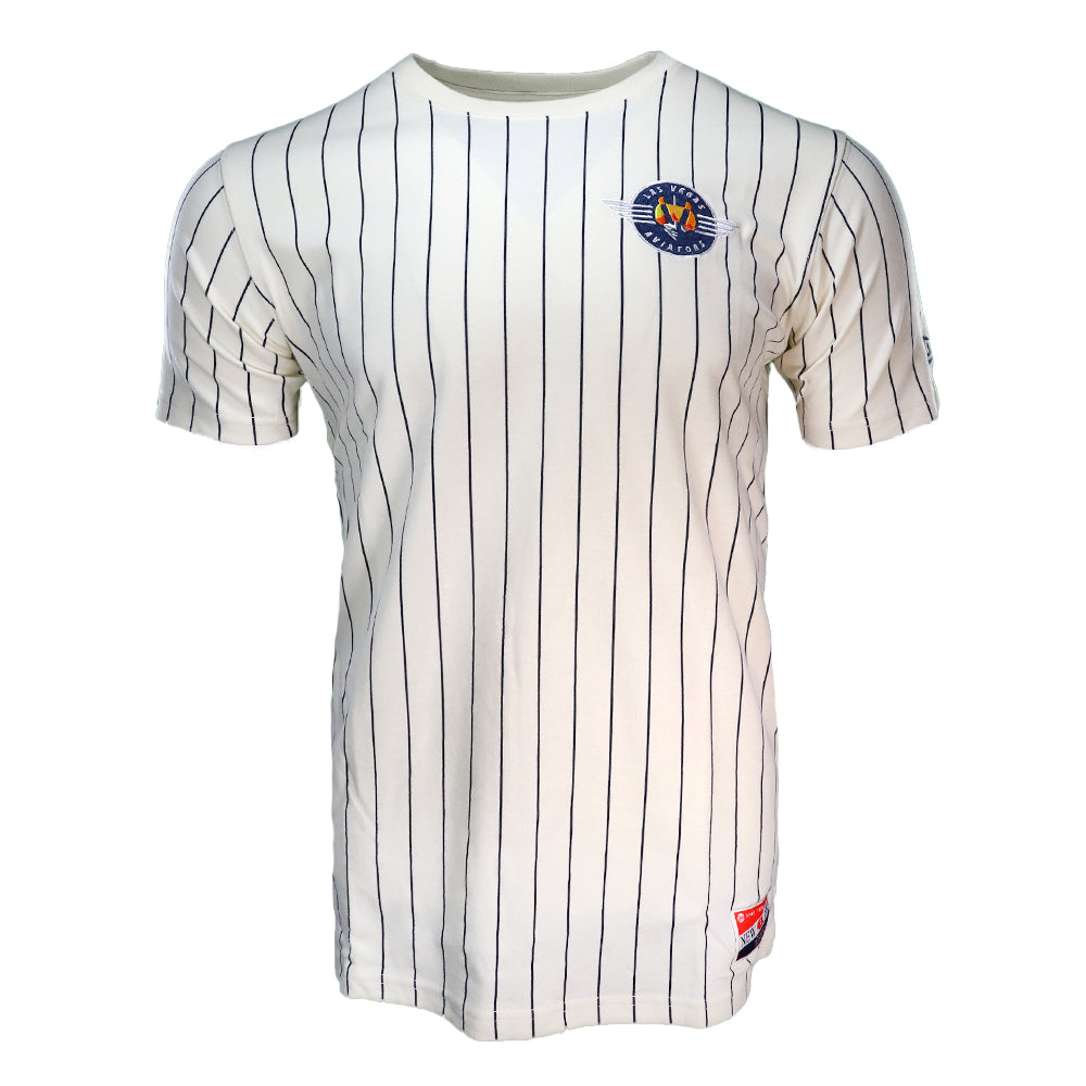 Men's Las Vegas Aviators New Era Retro Logo Pinstripe Cream Short Slee ...