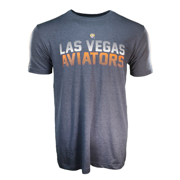 Men's Las Vegas Aviators New Era Aviators LVA Striped Navy/Orange Brushed Heather Short Sleeve T-Shirt