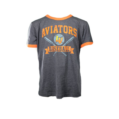 Kids' Las Vegas Aviators New Era Aviators Baseball Bats Navy/Orange Ringer Short Sleeve T-Shirt