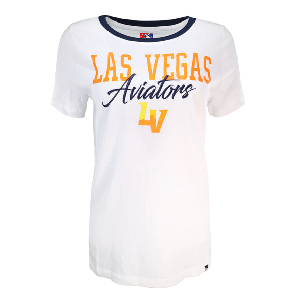 Women's Las Vegas Aviators New Era LVA LV White Scoop Short Sleeve T-Shirt