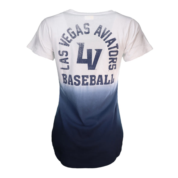 Women's Las Vegas Aviators New Era Winged LV White/Navy Dip Dye Short Sleeve T-Shirt