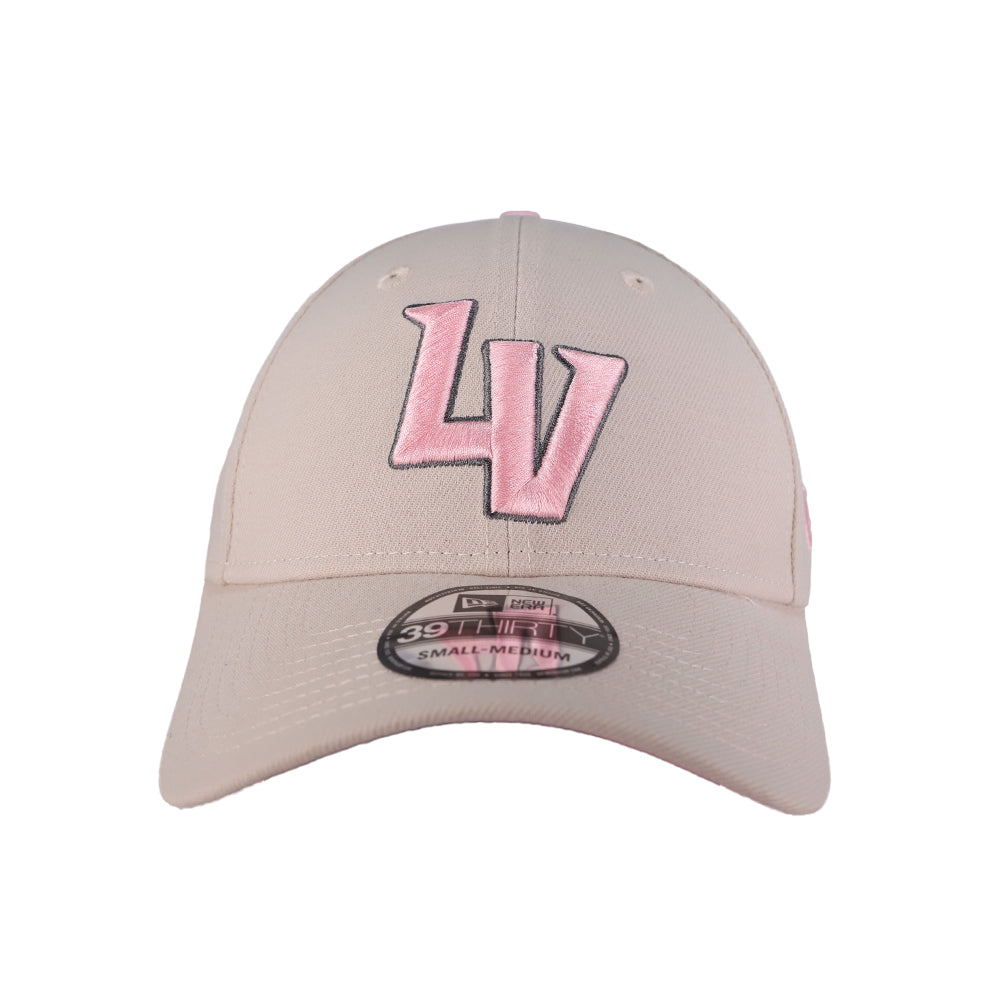 Las Vegas Aviators New Era 2023 Mother's Day LV Cream/Pink 39THIRTY Stretch Fit Hat M/L