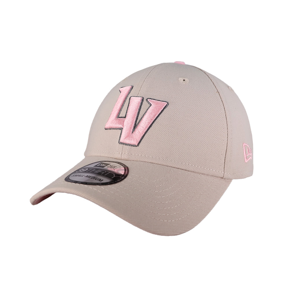 Las Vegas Aviators New Era 2023 Mother's Day LV Cream/Pink 39THIRTY Stretch Fit Hat M/L