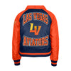 Women's Las Vegas Aviators New Era Left Chest Script/Chenille Back Navy/Orange Button-Up Jacket