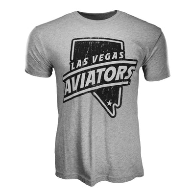 Men's Las Vegas Aviators 108 Stitches LVA Diagonal State Gray Tri-Blend Short Sleeve T-Shirt