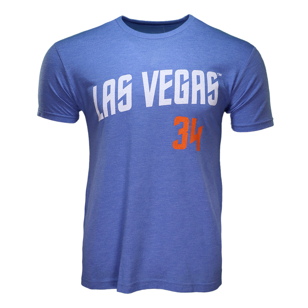 Men's Las Vegas 51S 108 Stitches Pete Alonso #34 Name & Number Blue Tri-Blend Short Sleeve T-Shirt XL