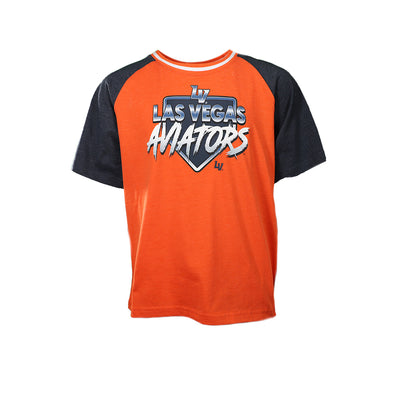 Kids' Las Vegas Aviators New Era LVA Plate Orange/Navy Short Sleeve T-Shirt