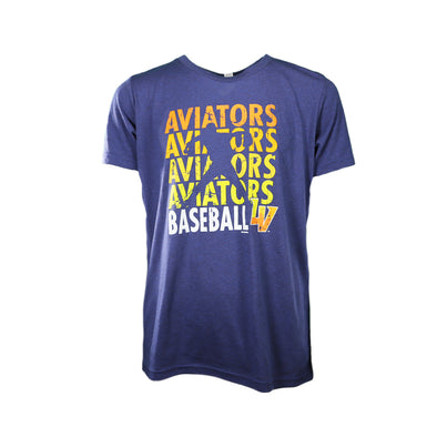 Kids' Las Vegas Aviators Bella + Canvas Aviators Baseball LV Repeat Navy Short Sleeve T-Shirt