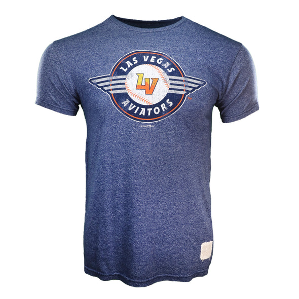 Men's Las Vegas Aviators Retro Brand Primary Logo Mock Twist Navy Short Sleeve T-Shirt