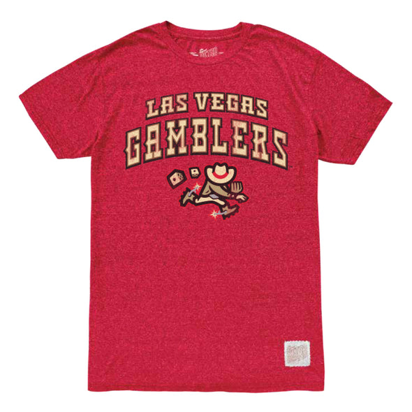Las Vegas Gamblers Retro Brand Theme Night Collection Gamblers Wordmark Mock Twist Red Short Sleeve T-Shirt