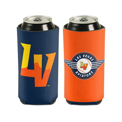 Las Vegas Aviators Wincraft LV Monogram/Primary Logo Navy/Orange 16oz 2-Sided Can Cooler