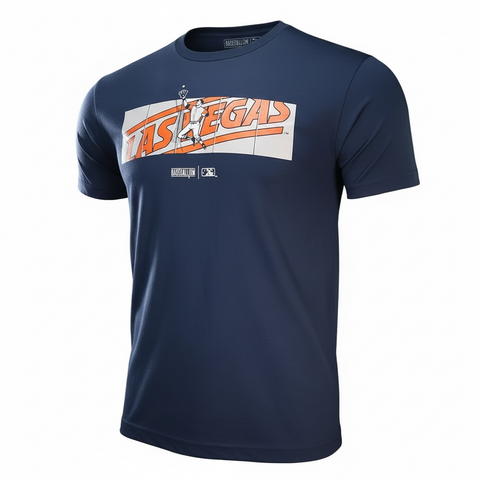 Men's Baseballism Las Vegas Fence Signage Navy Short Sleeve T-Shirt