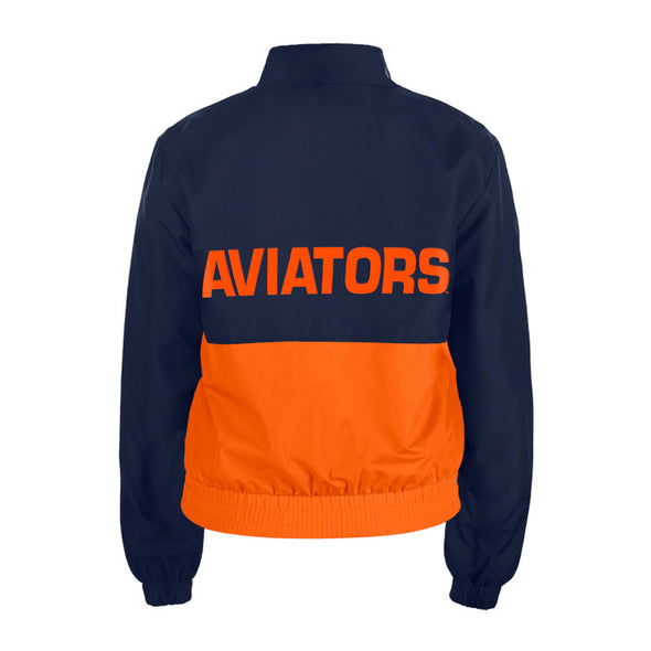 Women's Las Vegas Aviators New Era Left Chest LV/Aviators Back Navy/Orange Windbreaker Jacket