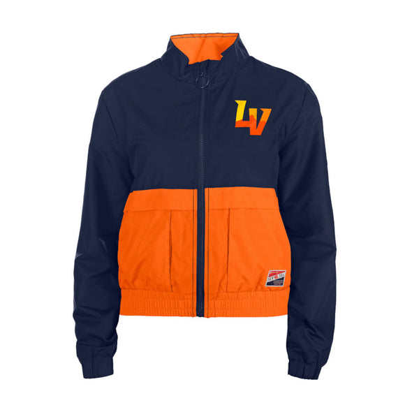 Women's Las Vegas Aviators New Era Left Chest LV/Aviators Back Navy/Orange Windbreaker Jacket