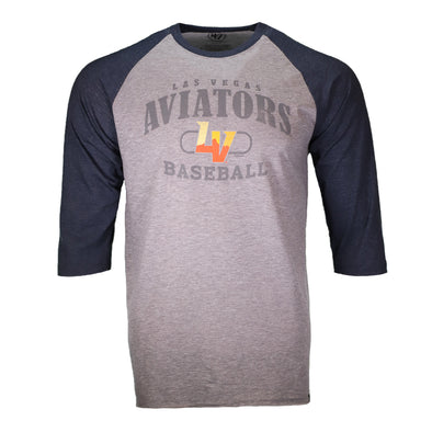 Men's Las Vegas Aviators '47 Brand LVAB Match Gray/Navy Raglan 3/4 Sleeve T-Shirt