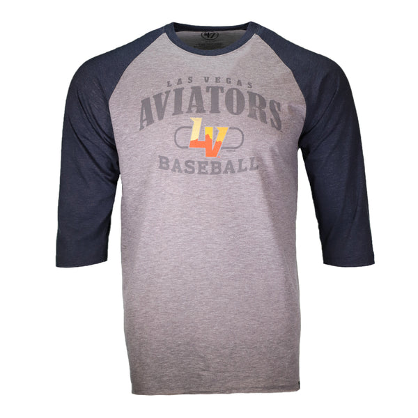 Women's Las Vegas Aviators '47 Brand Aviators LV Fade Splitter Sandstone/Navy Raglan 3/4 Sleeve T-Shirt L