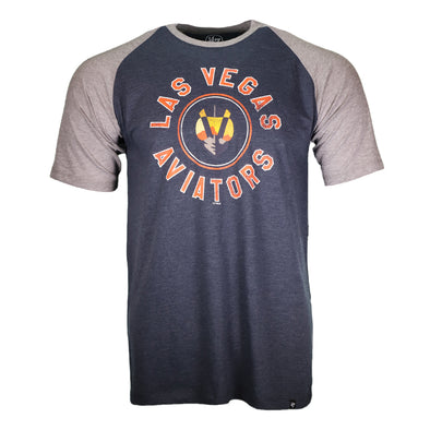 Men's Las Vegas Aviators '47 Brand LVA Circle Match Navy/Gray Raglan Short Sleeve T-Shirt