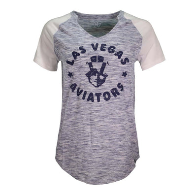Women's Las Vegas Aviators '47 Brand LVA Aviator Haze Navy/White Raglan Short Sleeve T-Shirt