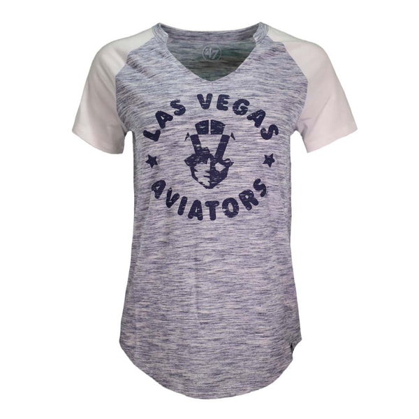 Women's Las Vegas Aviators '47 Brand LVA LV Madison Fly Out White/Navy Raglan Short Sleeve T-Shirt M