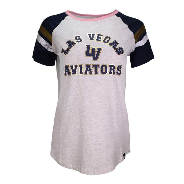 Women's Las Vegas Aviators '47 Brand LVA LV Madison Fly Out White/Navy Raglan Short Sleeve T-Shirt
