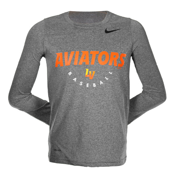 Kids' Las Vegas Aviators Nike Aviators Baseball LV Gray Dri-Fit Long Sleeve T-Shirt
