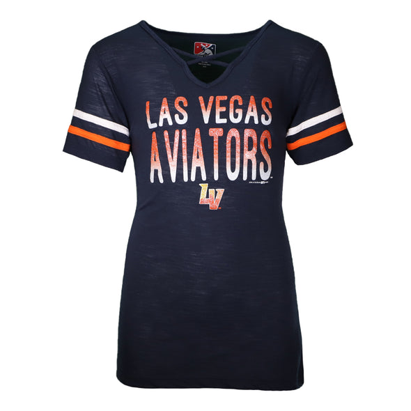Girls' Las Vegas Aviators New Era LVA Nova Glitter Navy Short Sleeve T-Shirt