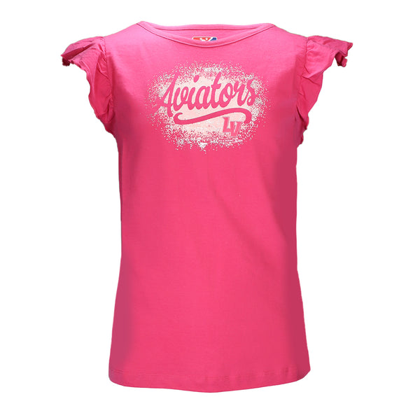 Girls' Las Vegas Aviators New Era Aviators LV Baby Jersey Pink Ruffle Short Sleeve T-Shirt