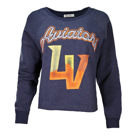 Women's Las Vegas Aviators '47 Brand Aviators LV Navy Sweet Water Kennedy Crop Crewneck