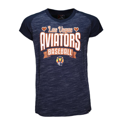 Girls' Las Vegas Aviators New Era LVAB/Aviator Navy Space Dye Short Sleeve T-Shirt