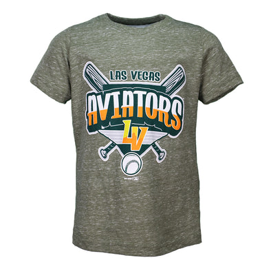 Kids' Las Vegas Aviators Rabbit Skins Winged LV Green Heather Short Sleeve T-Shirt
