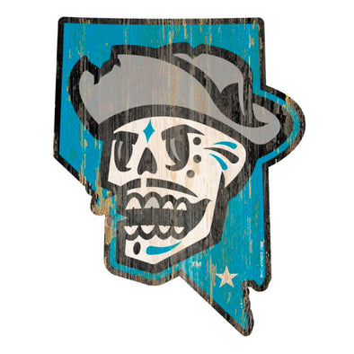 Las Vegas Reyes de Plata Wincraft Skull/Nevada State 13x14 Wood Sign