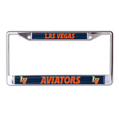 Las Vegas Aviators Wincraft LV Monogram Navy/Orange Metal License Plate Frame
